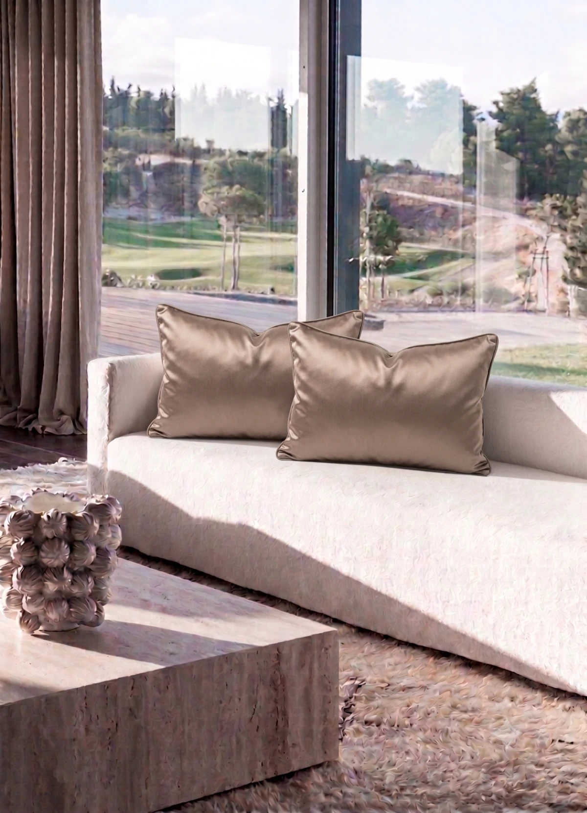 DECORATIVE CUSHION SILVER BEGE