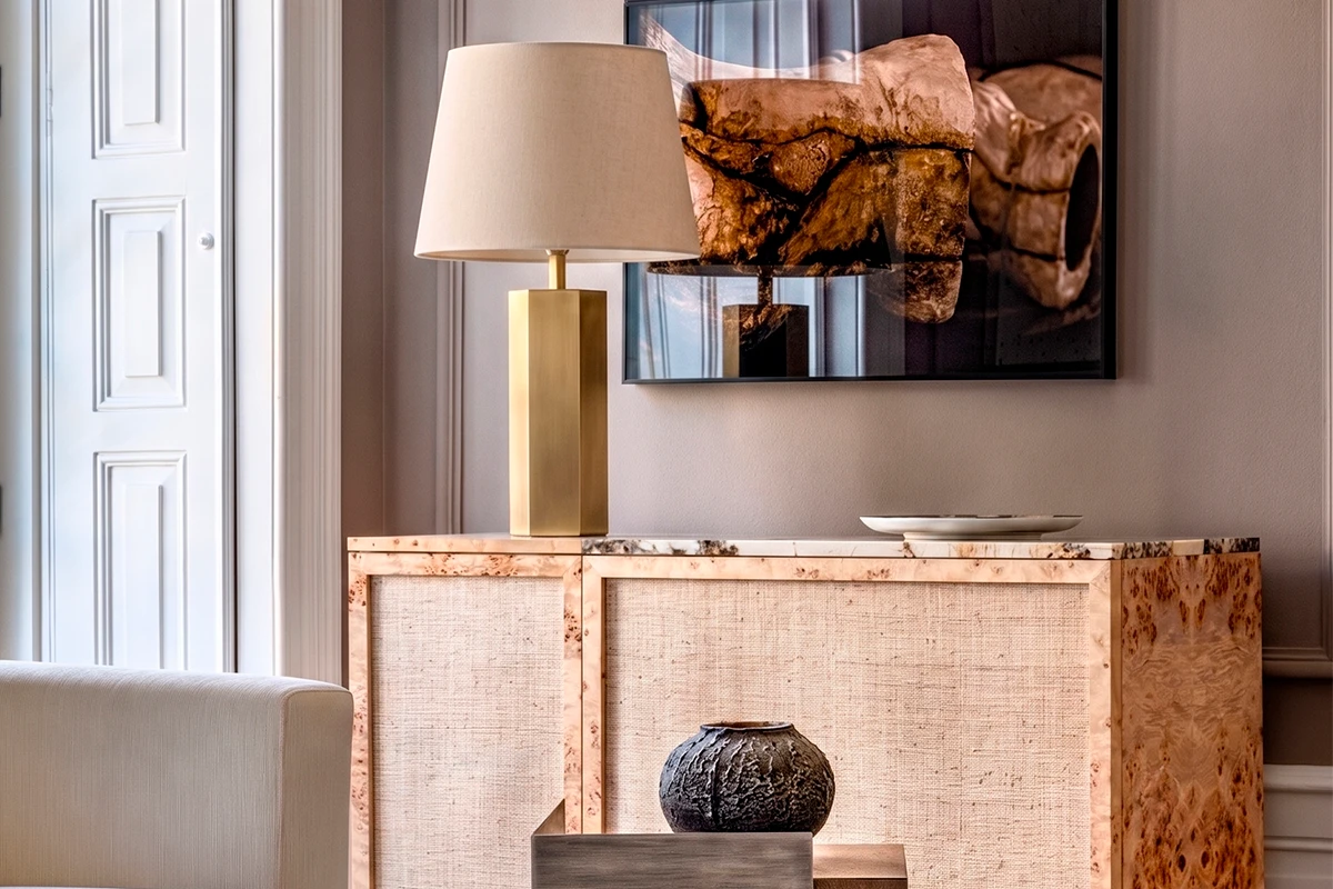 TABLE LAMP BASE HEXAGONAL GOLD