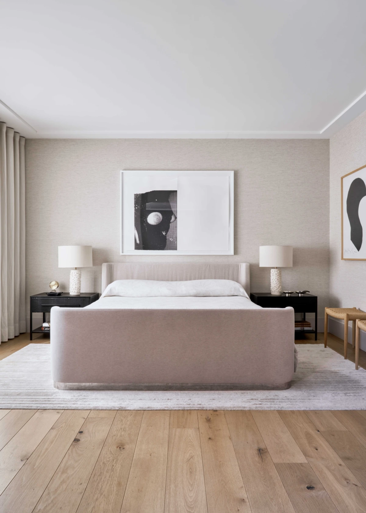 Modern classic bedroom with a calm and neutral design aesthetic.