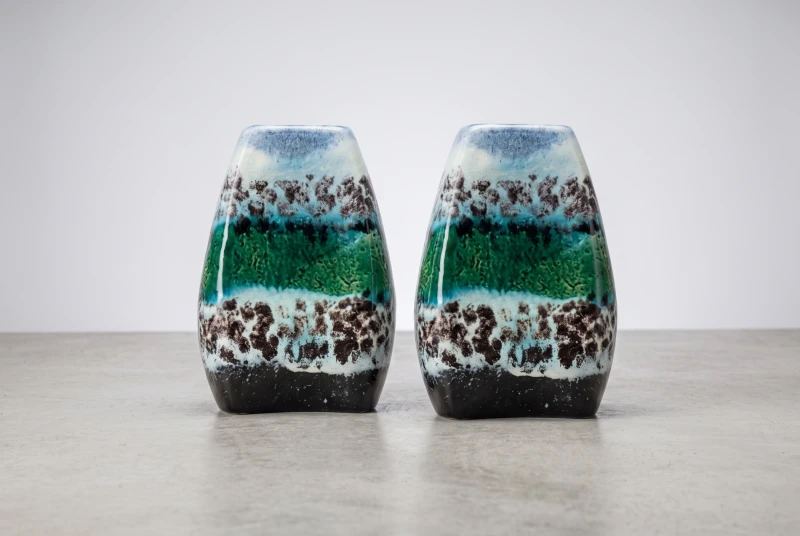 PAIR OF CERAMIC VASES GREEN